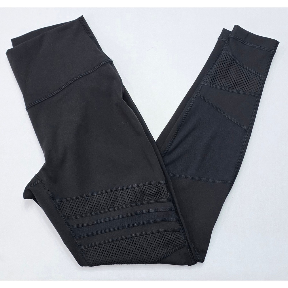 Lululemon High Times Pant Mesh Black Moto Leggings High Rise Size 10